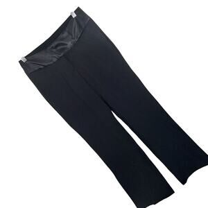 ADOLFO! LUXE BLACK SATIN BANDED HIGH WAIST STRAIGHT LEG DRESS PANTS! SZ 6